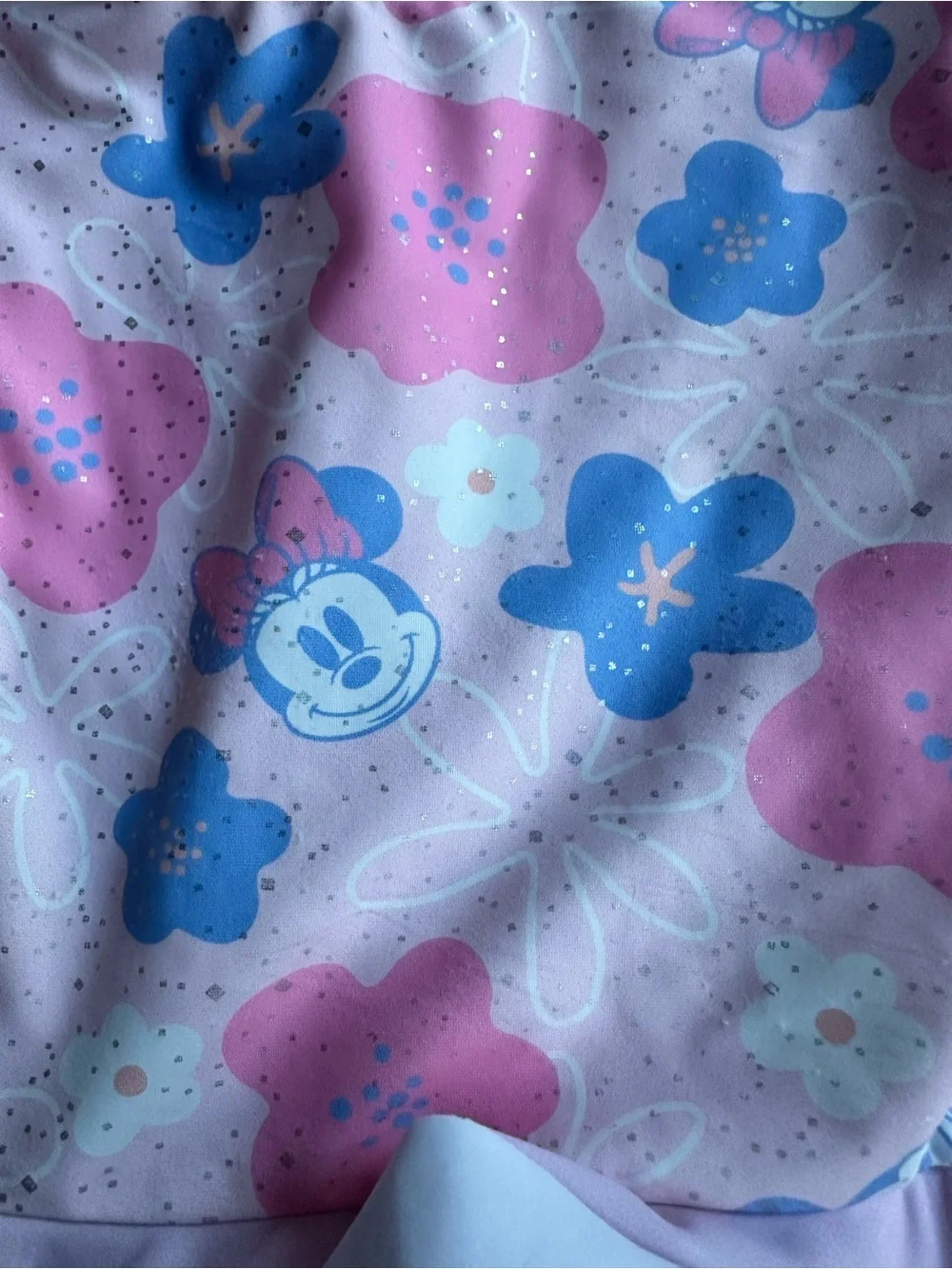 Disney Pink and Blue Floral Long-Sleeve One-Piece Swimsuit with Ruffle